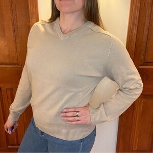 American Eagle L Boyfriend Vintage Slim Fit Cotton Sweater Cozycore College Lax